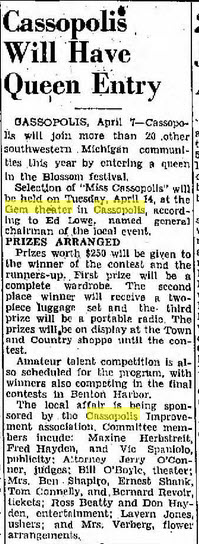 Gem Theatre - Benton Harbor News Palladium Apr 7 1953 Mention Of Theatre